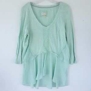 Anthro Meadow Rue Large Melons Mint Green Top